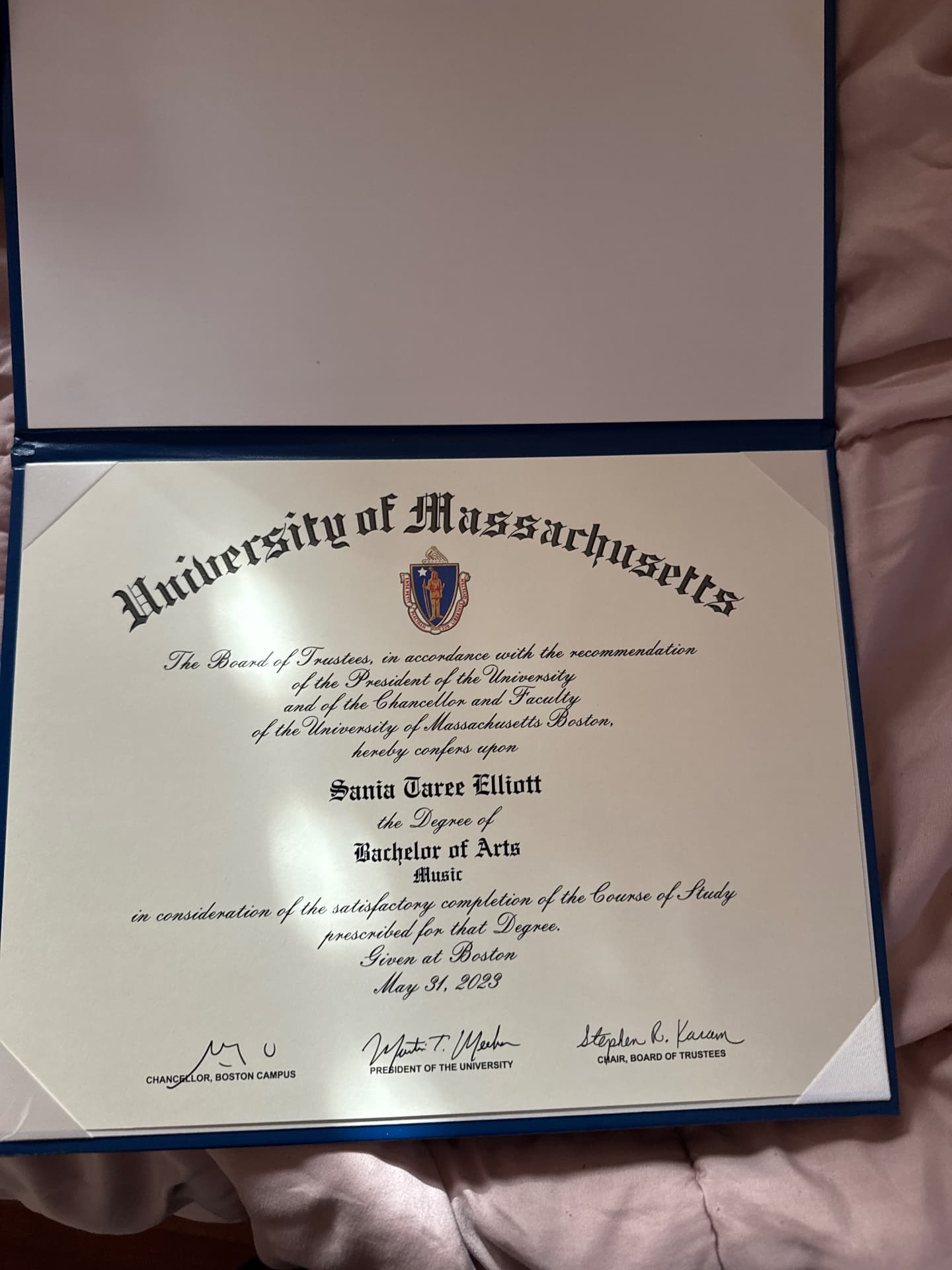 Sania graduated from Umass Boston