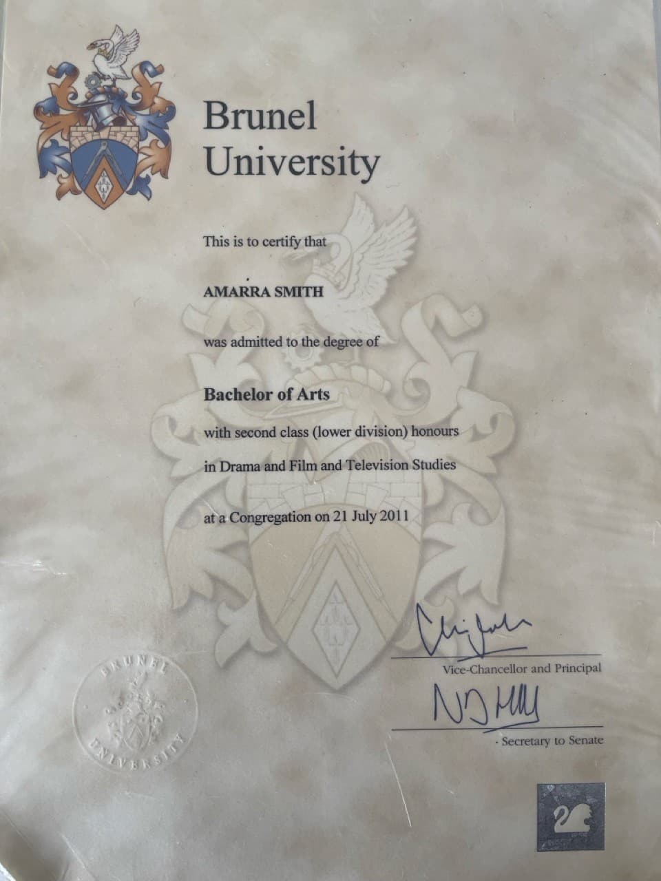 Amarra graduated from Brunel