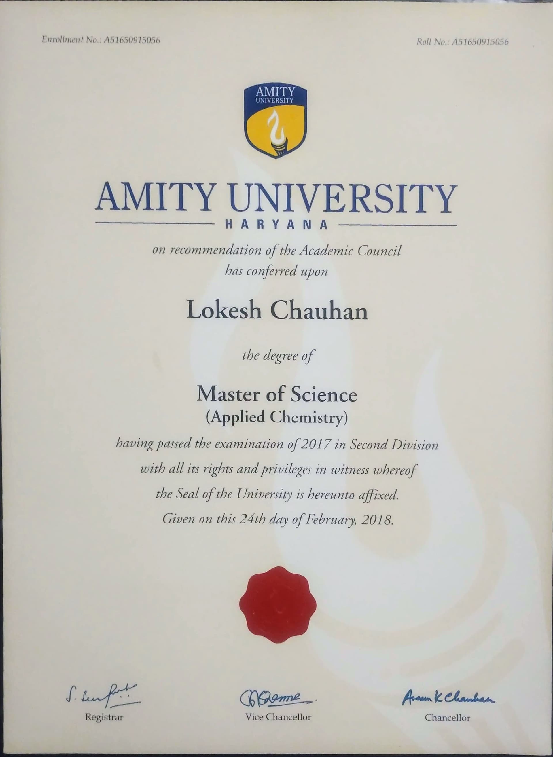 Lokesh graduated from University of Delhi
