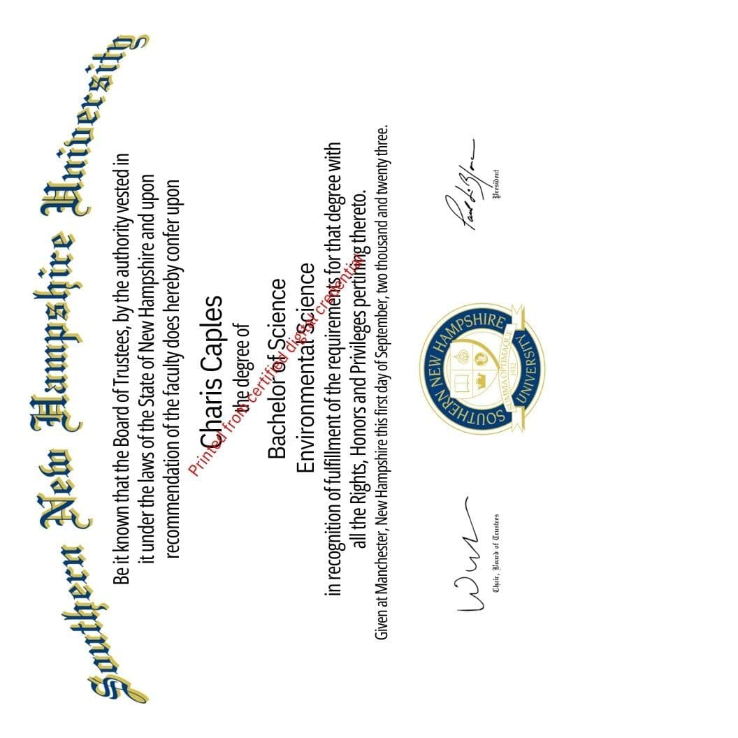 Charis graduated from Southern New Hampshire University