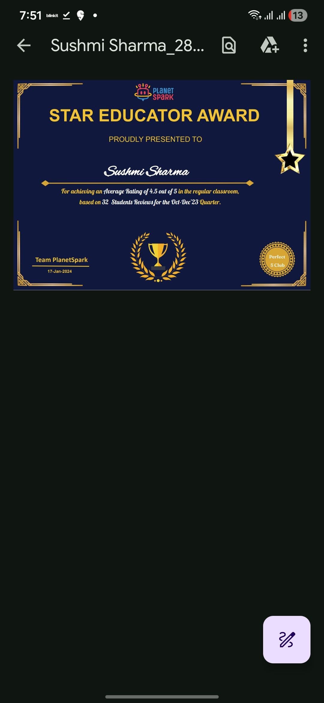 Sushmi graduated from Utkal University