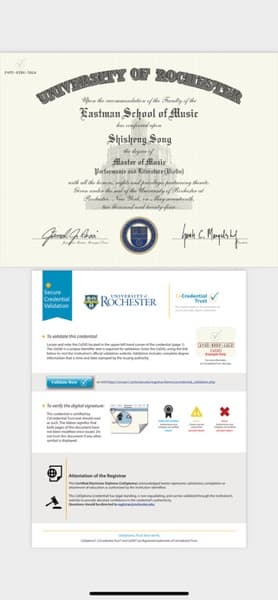 Shisheng graduated from Eastman School of Music