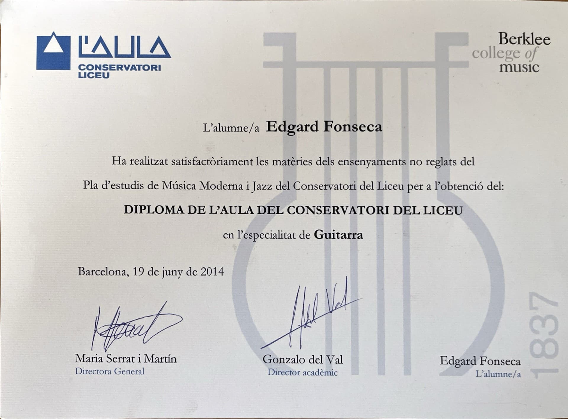 Edgard Javier graduated from C