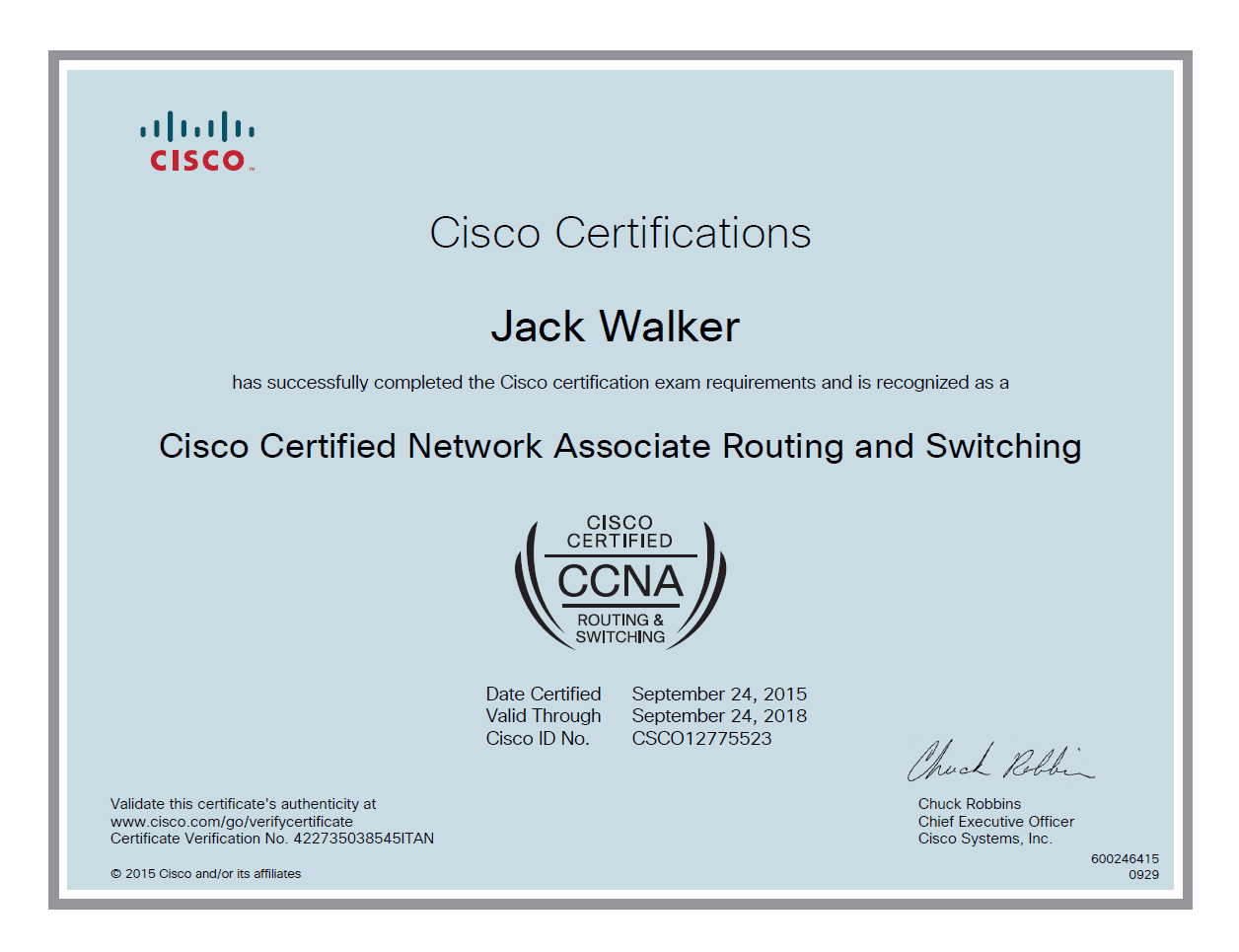 Jack graduated from Cisco