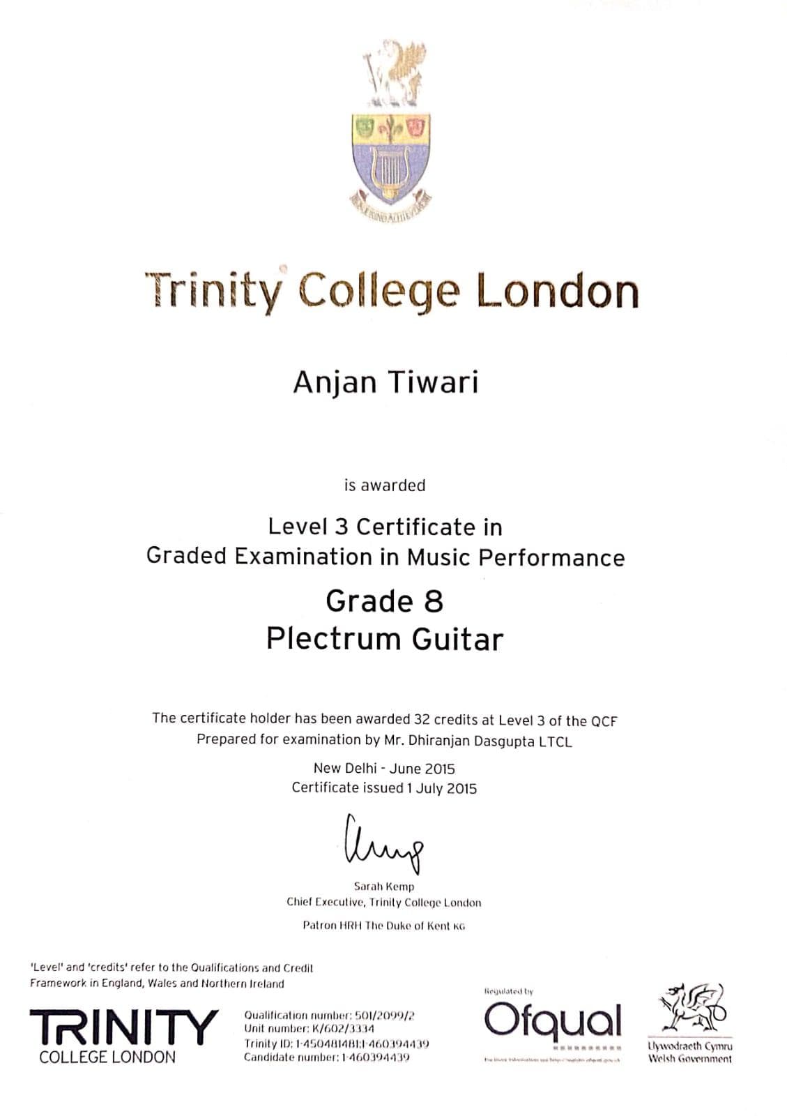 Anjan graduated from Trinity College London
