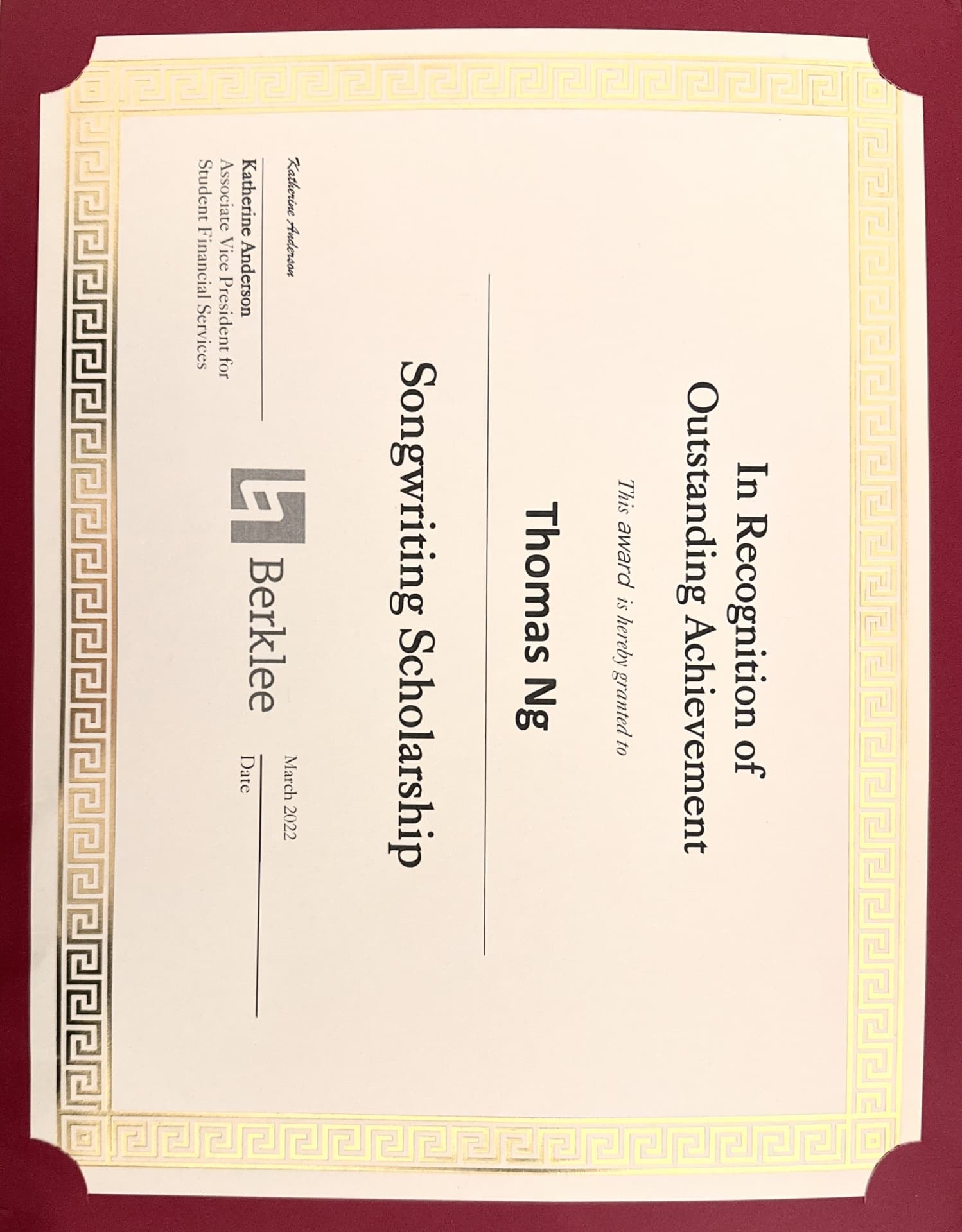 Thomas graduated from Berklee College Of Music