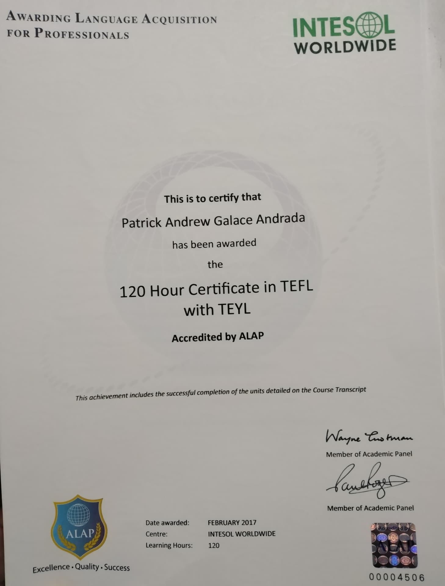 Patrick Andrew graduated from Saint Louis University