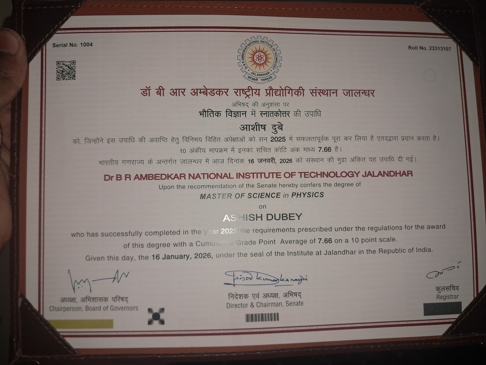 Ashish graduated from Dr .B.R. Ambedkar National Institute of Technology