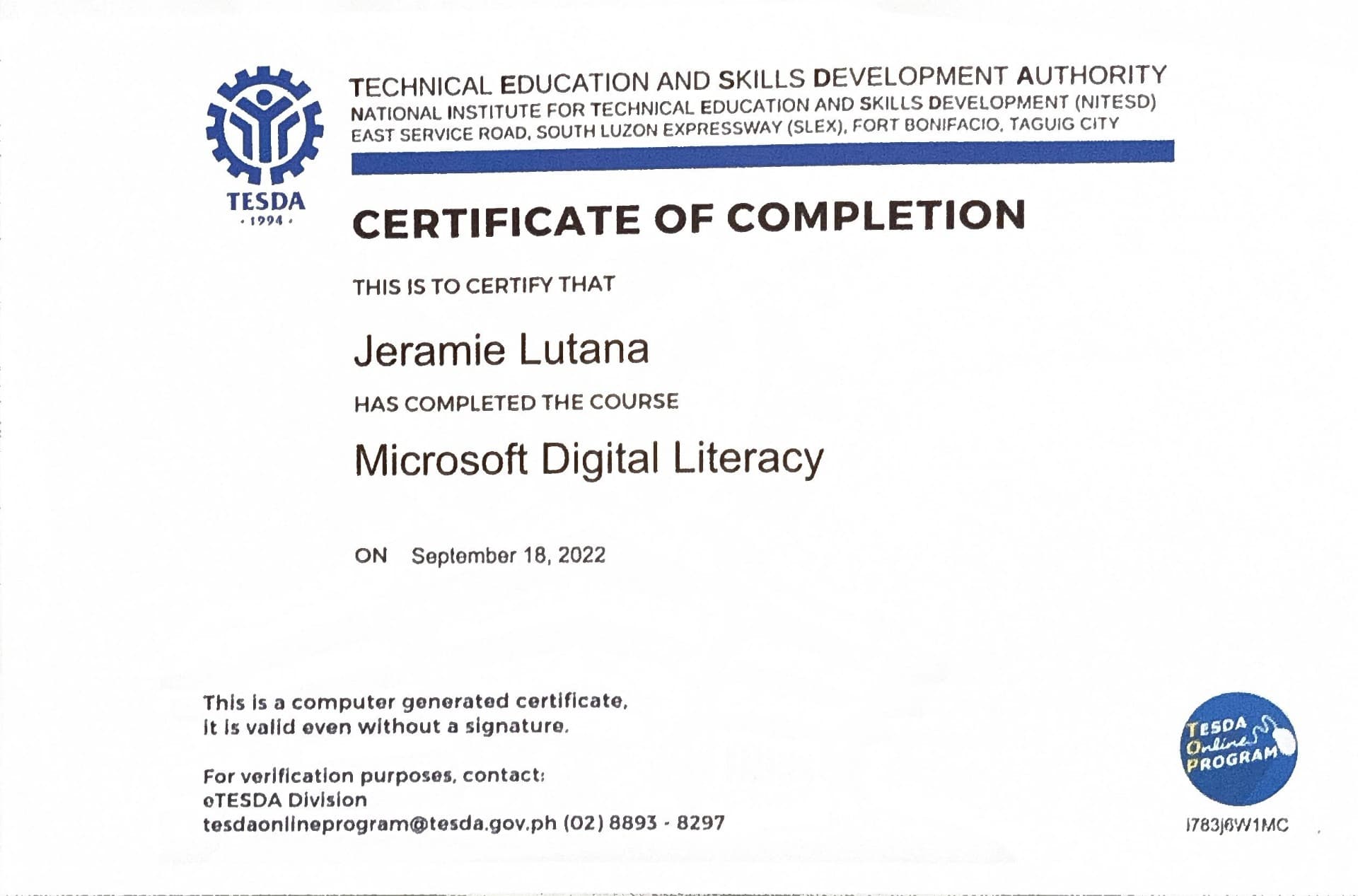 Jeramie graduated from Technological Institute of the Philippines- Manila