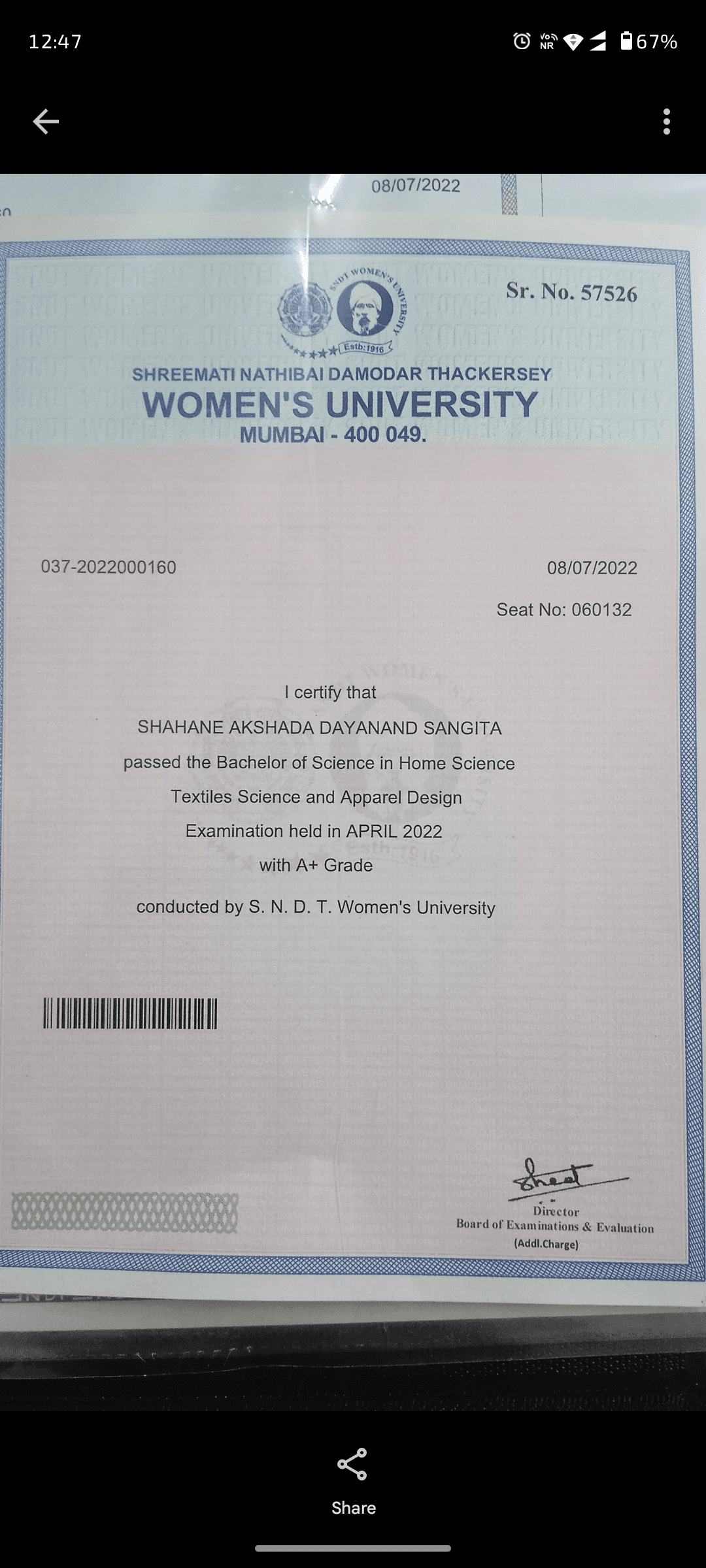 Akshada graduated from Bangalore University