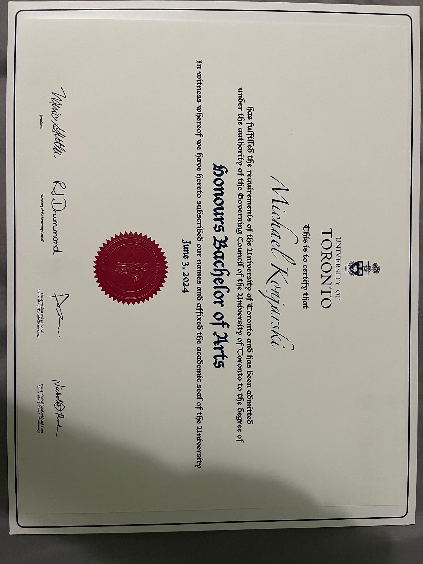 Michael graduated from University of Toronto