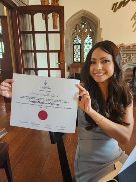 Victoria graduated from University of Toronto