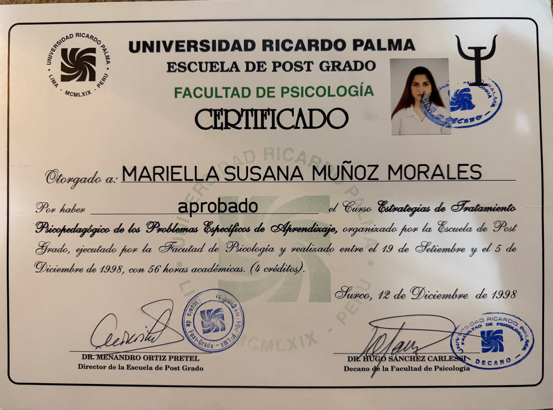 Mariella graduated from Instituto Pedagogico Nacional Monterrico