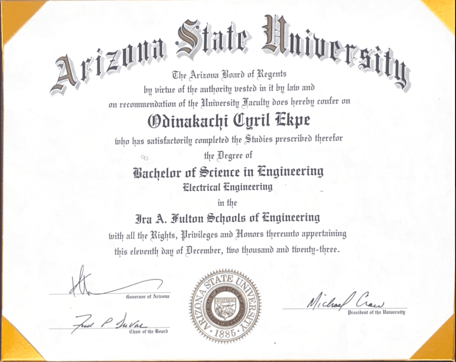Cyril graduated from Arizona State University