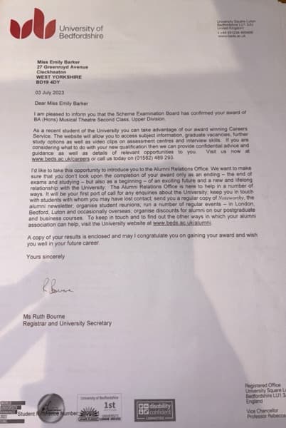 Emily graduated from Emil dale academy