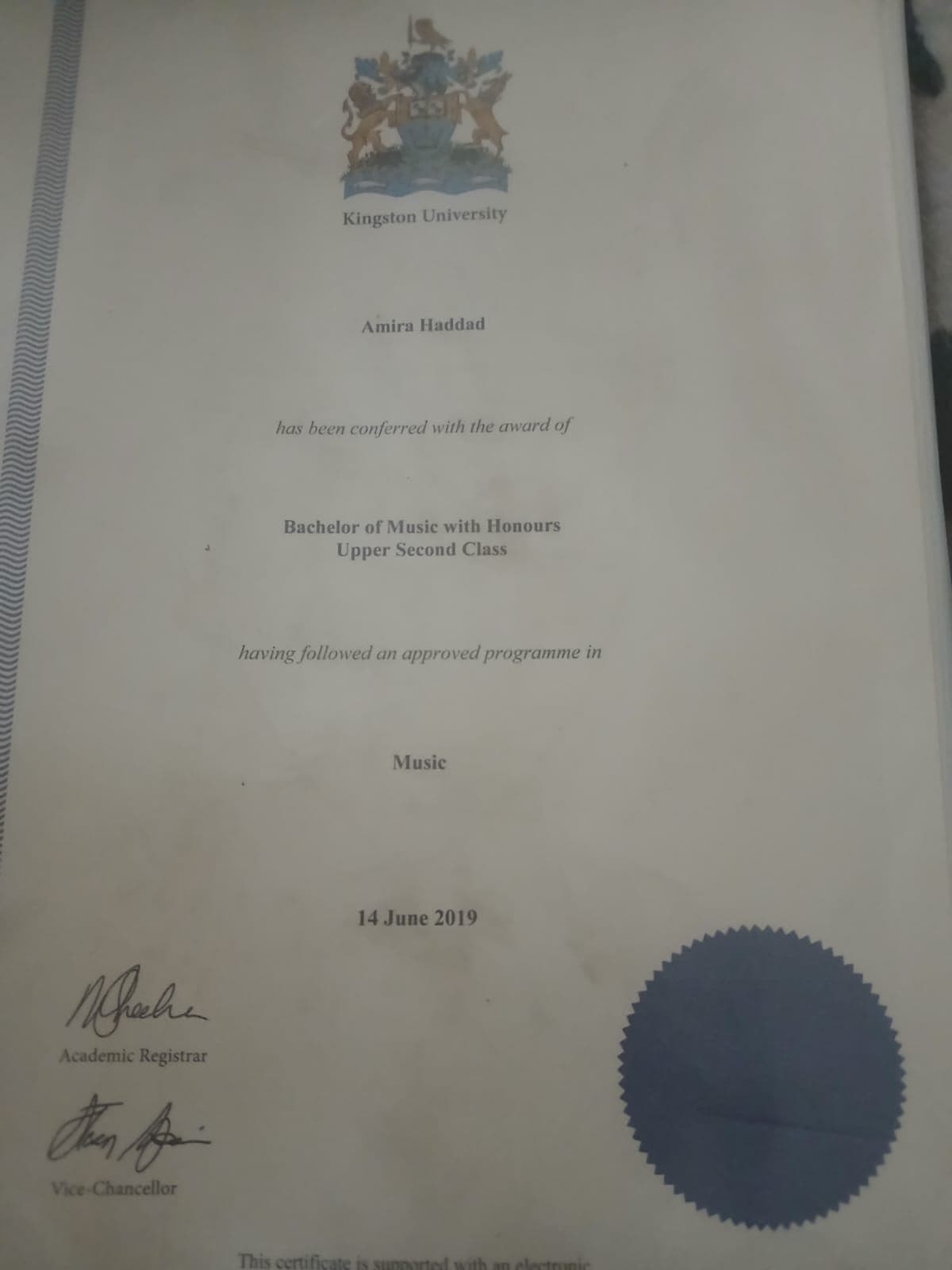 Amira graduated from Kingston University