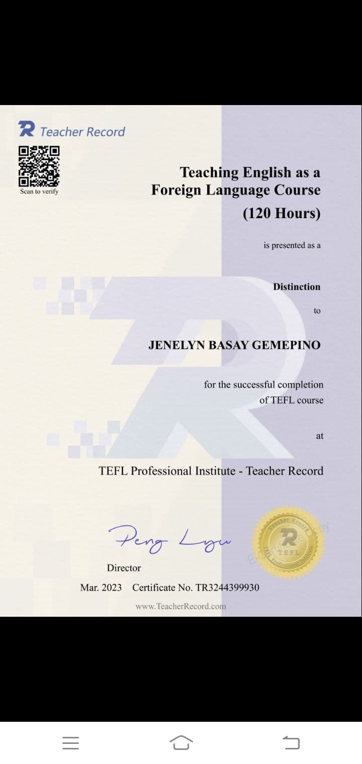 Jenelyn graduated from Central Philippines State University