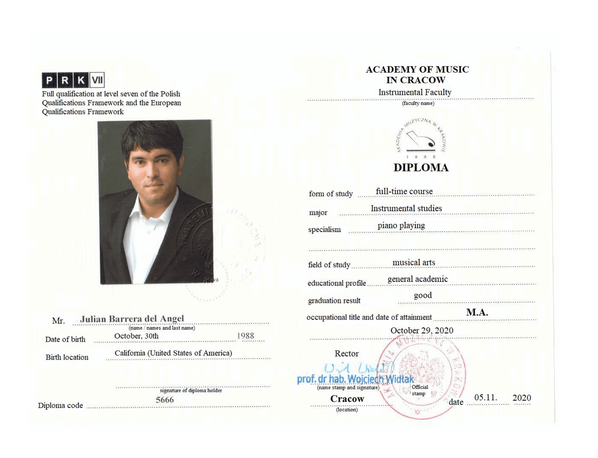 Julian graduated from San Diego State University