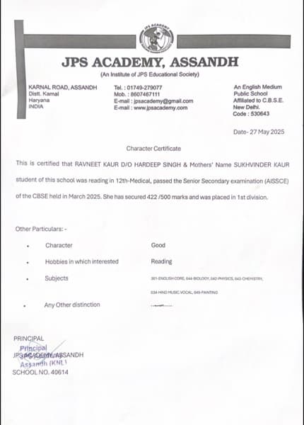 Ravneet graduated from jps academy