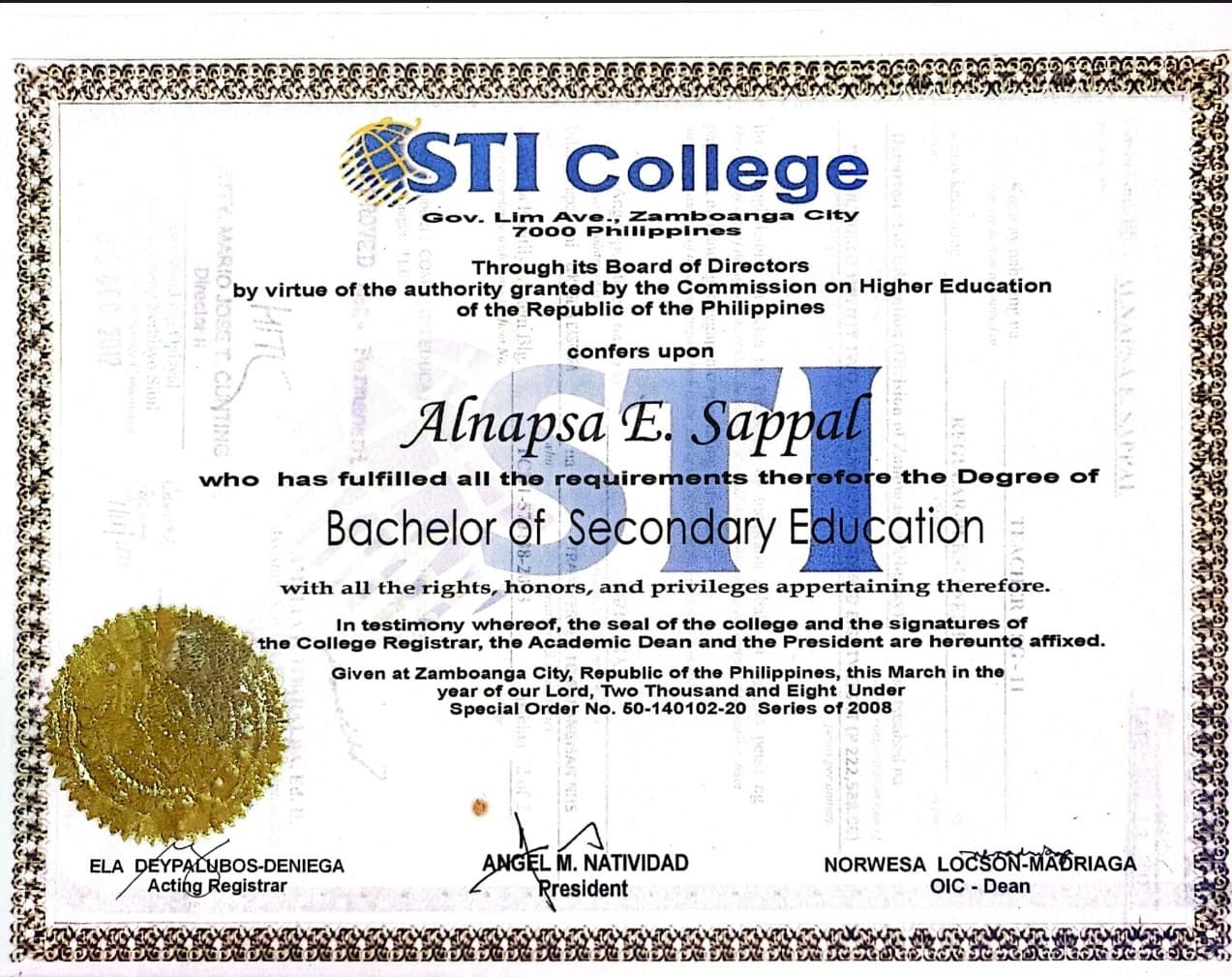 Alnapsa graduated from System Technology Institute