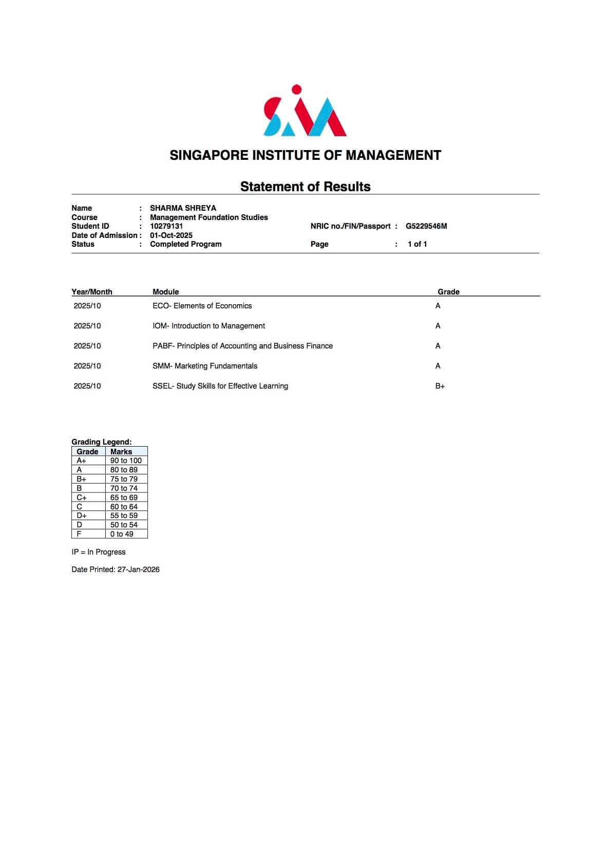 Shreya graduated from Singapore Institute of Management