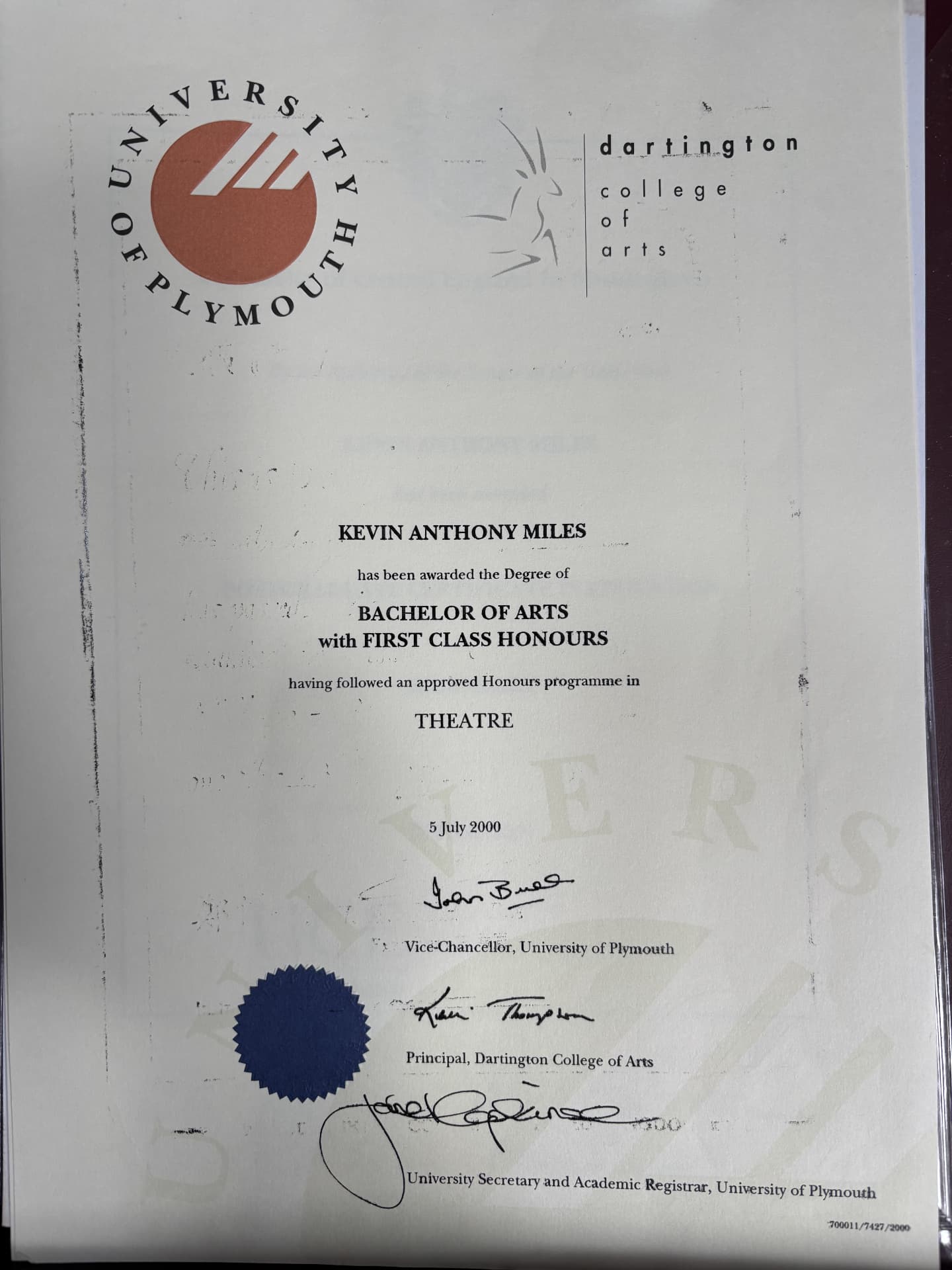 Anthony graduated from University of Central England