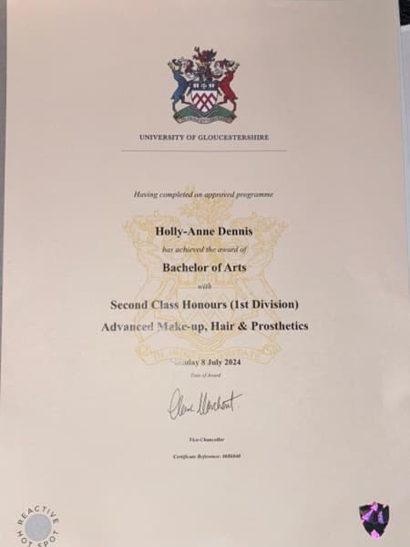 Holly Anne graduated from Gloucester