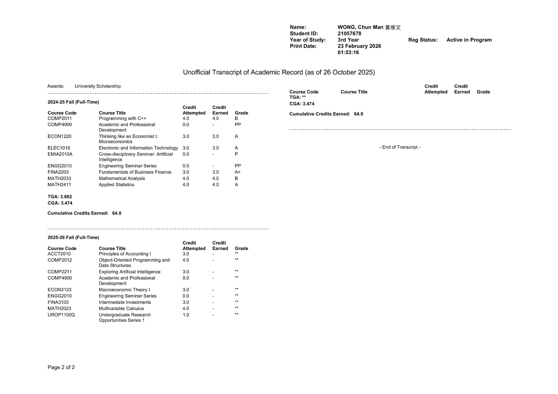Chun Man graduated from Hong Kong University of Science and Technology