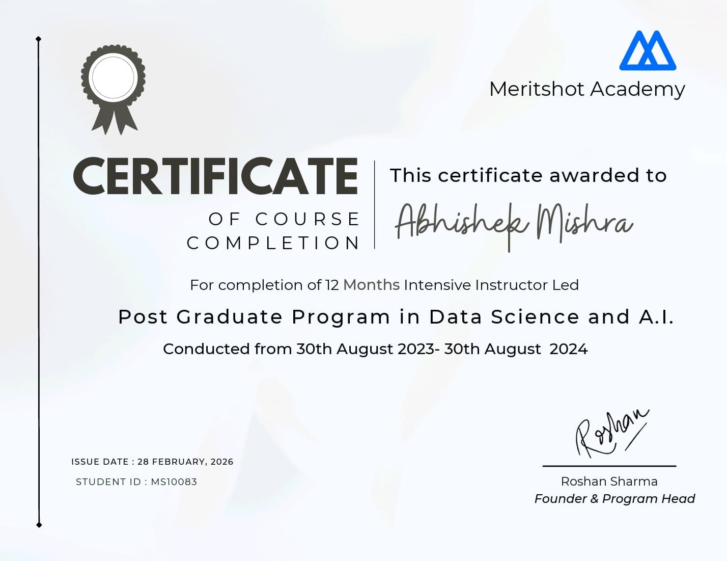 Abhishek graduated from University of Rajasthan