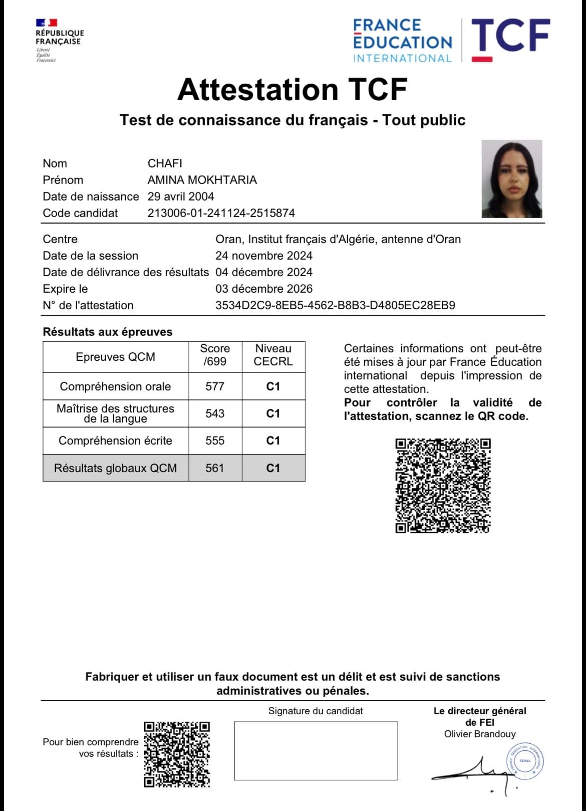 Amy graduated from University of Oran 2