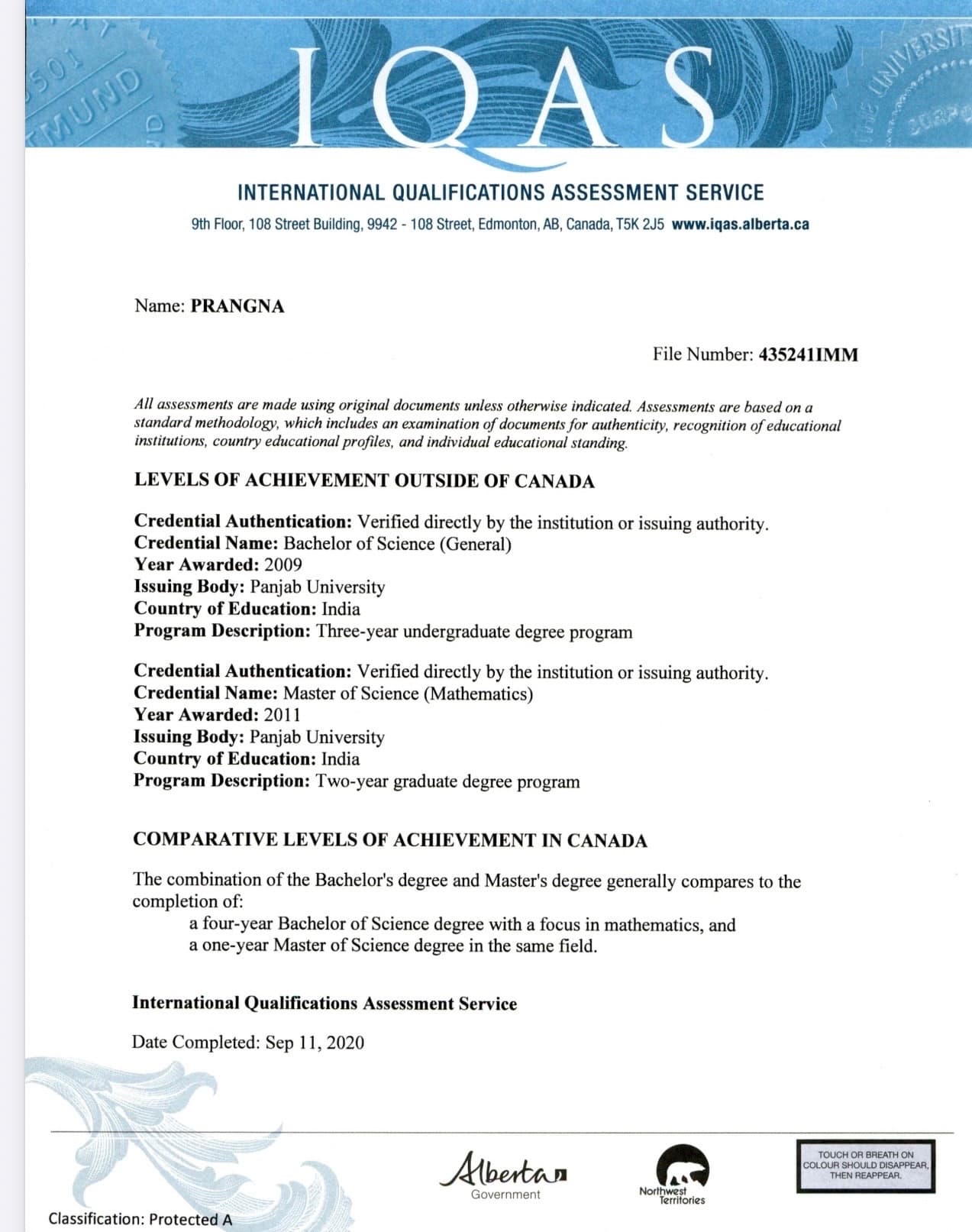 Prangna graduated from panjab university