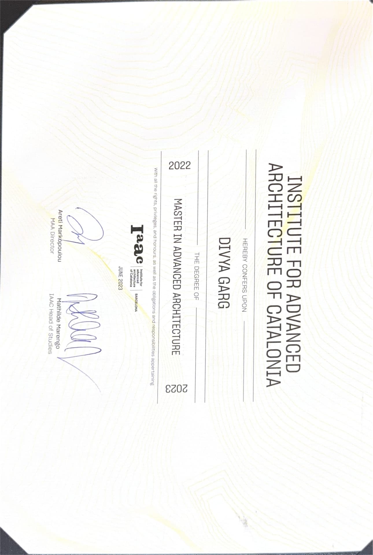 Verified degree or teaching certification of Divya