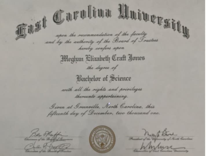 Meghan graduated from East Carolina University