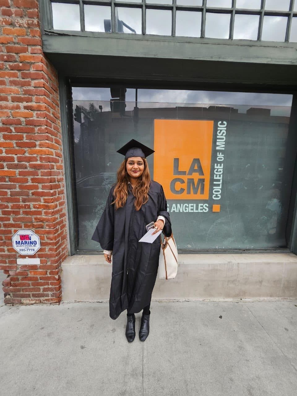 Maadhavi graduated from Los Angeles College of Music