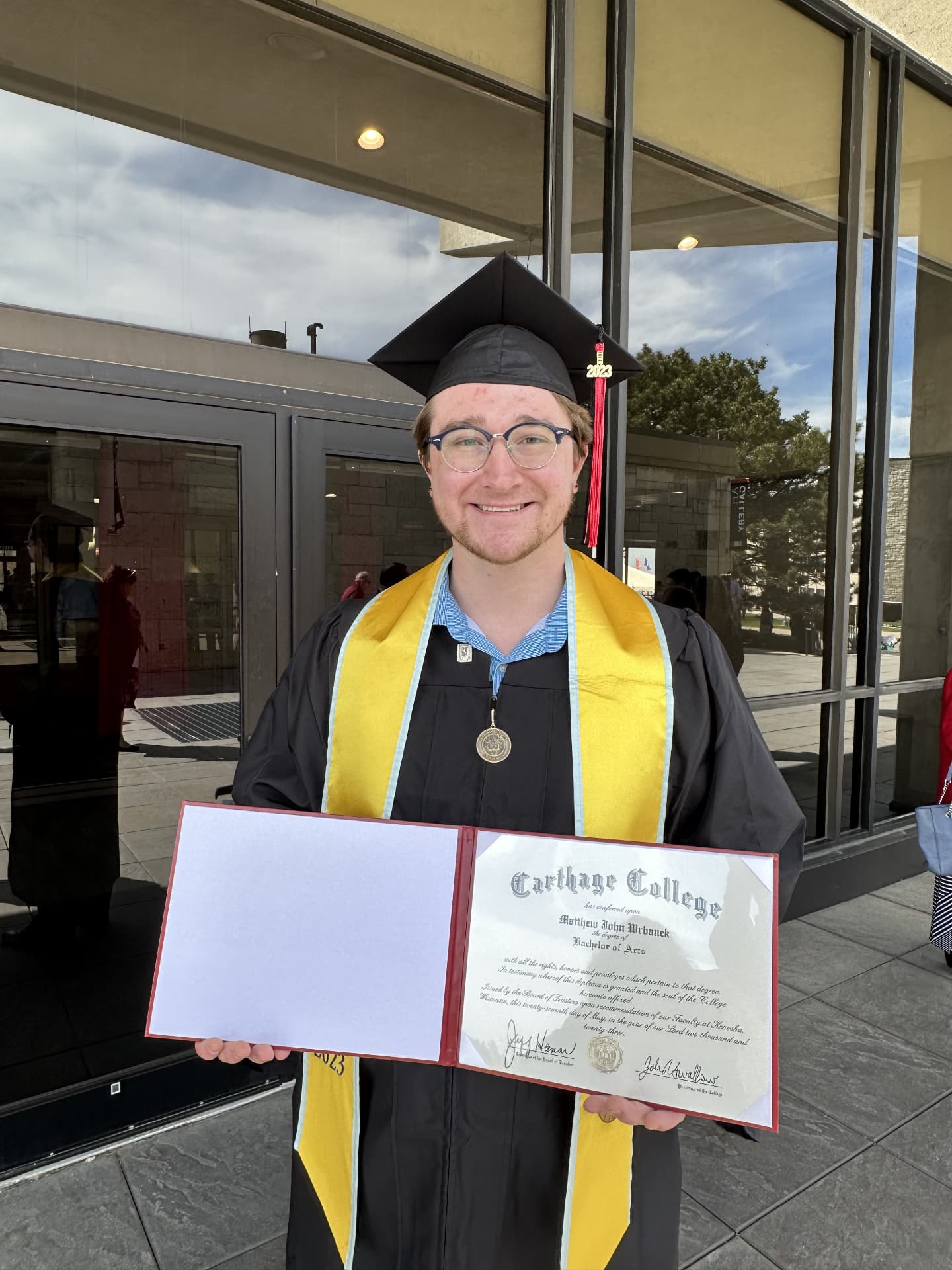 Matthew graduated from Carthage College