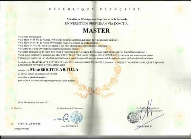 Certificates of Brigitte