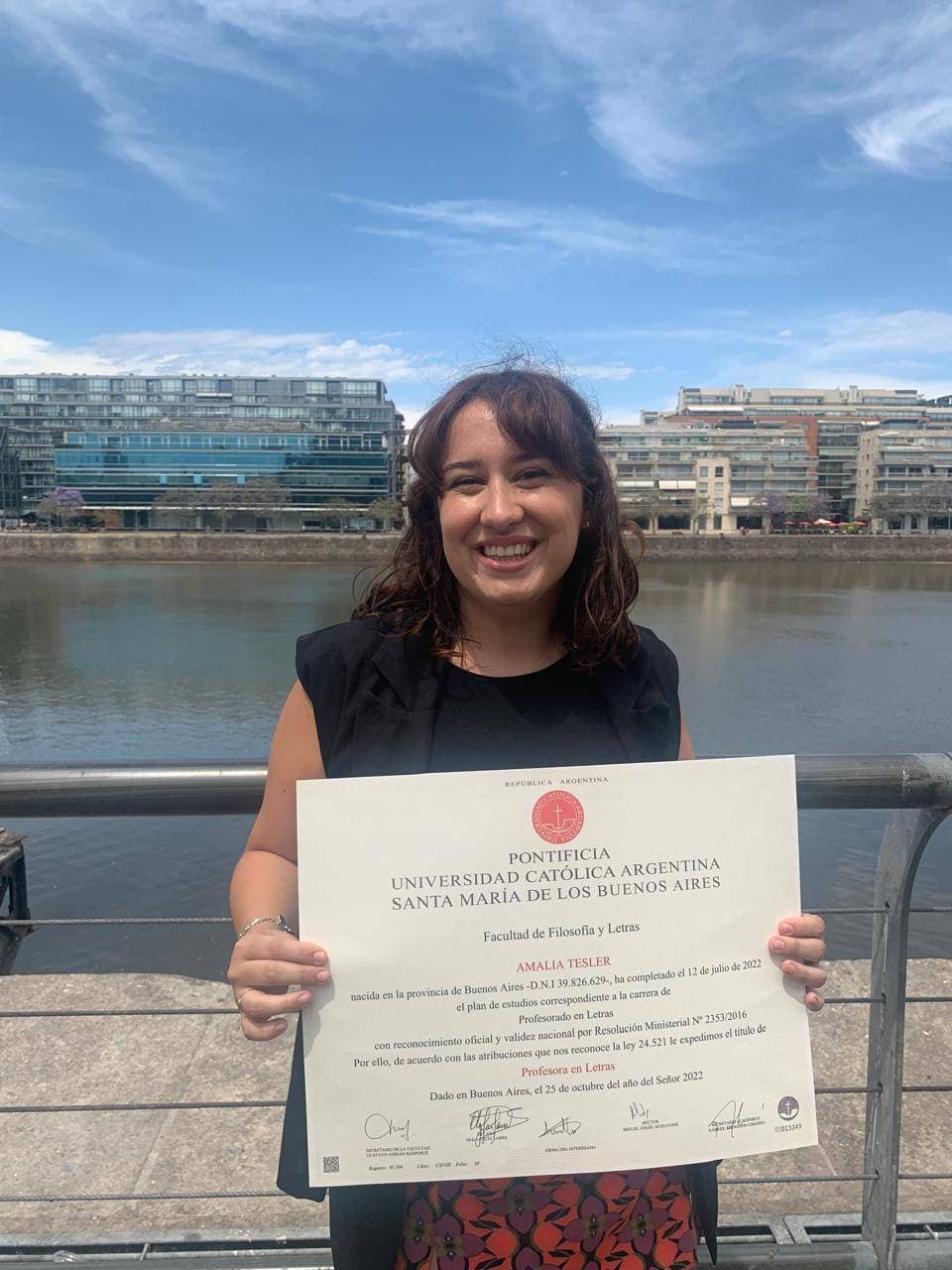 Amalia graduated from Universidad Católica Argentina