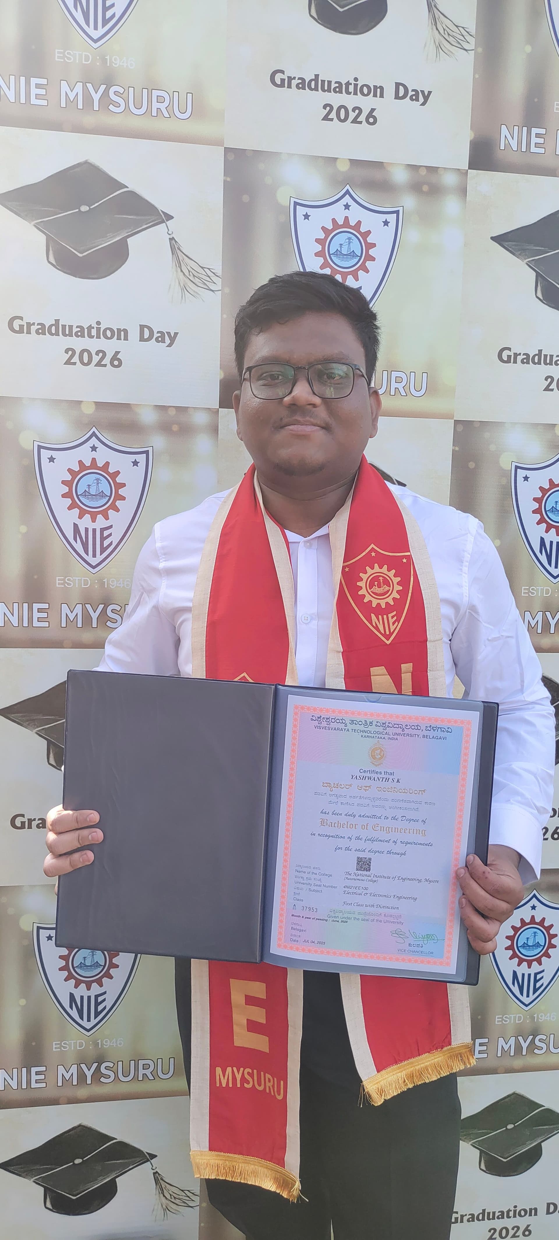 Yashwanth graduated from The National institute of engineering