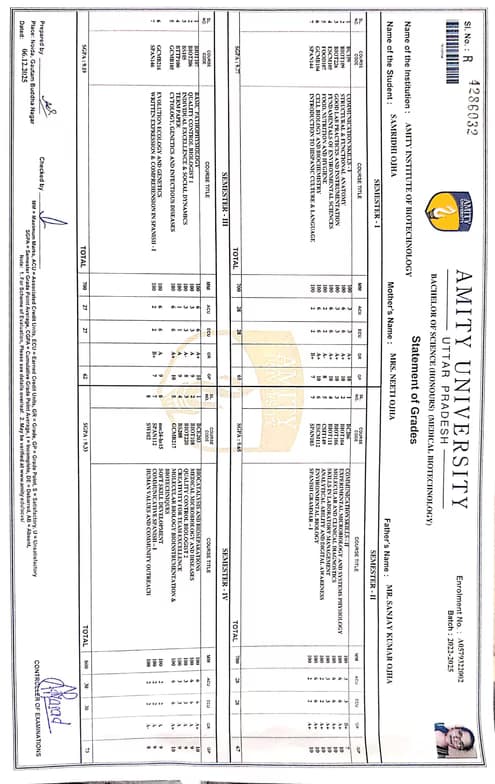 Verified degree or teaching certification of Samridhi