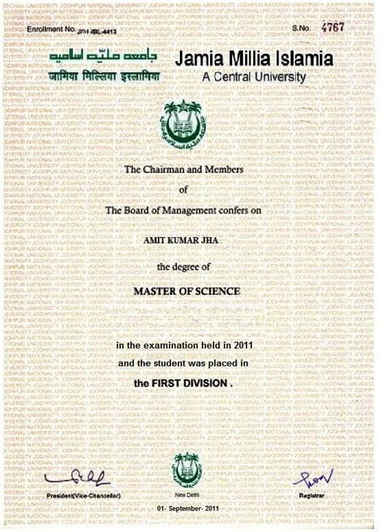 Verified degree or teaching certification of amit