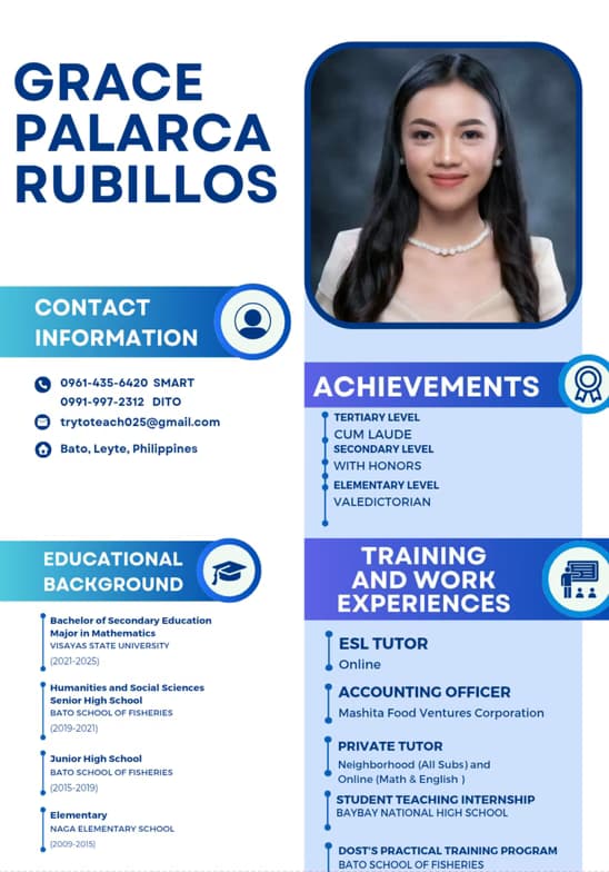 Verified degree or teaching certification of Grace