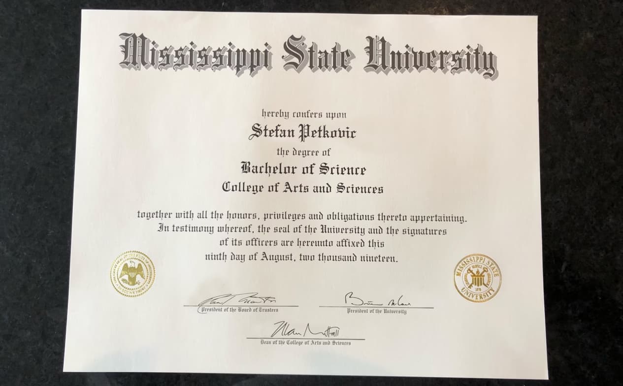 Verified degree or teaching certification of Stefan