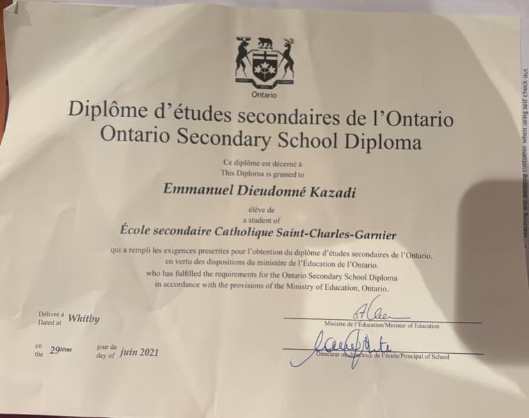 Verified degree or teaching certification of Emmanuel