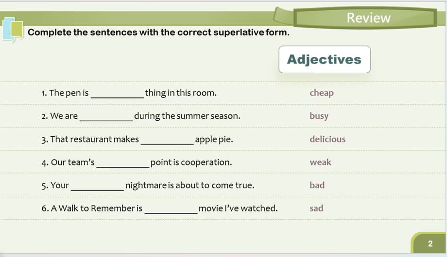 English learning materials by Jonna Mae