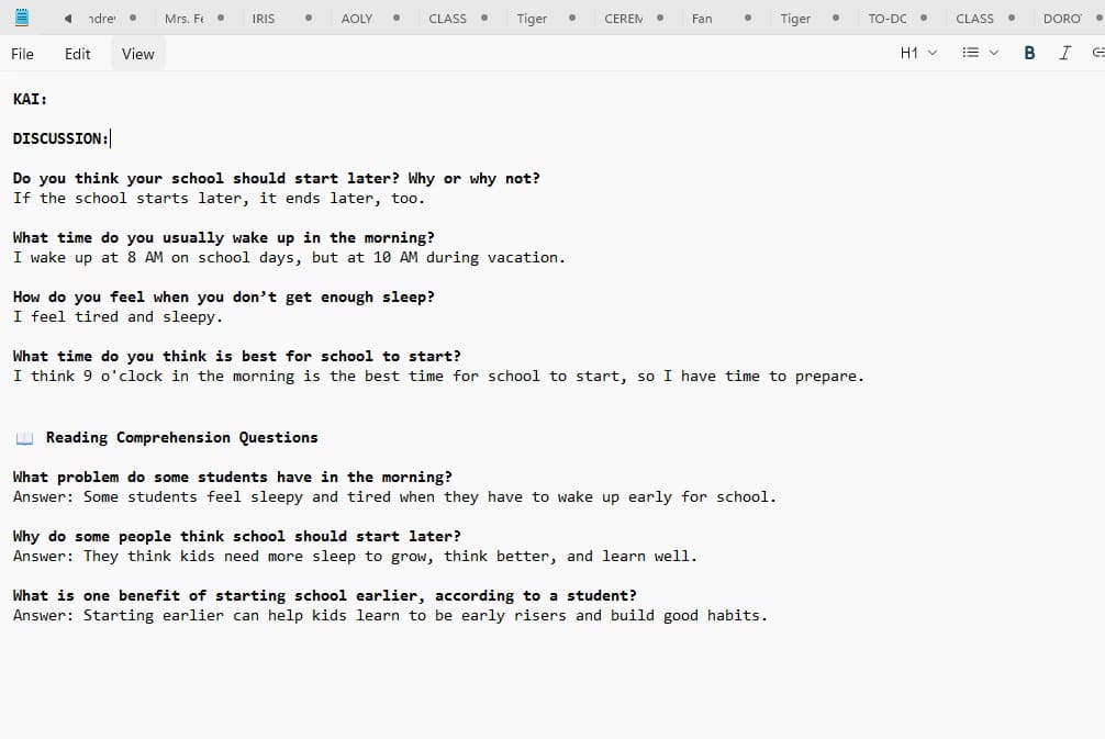 ESL learning materials by Aiza