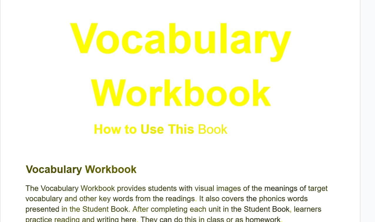 English learning materials by Camille