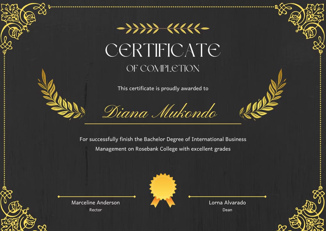 Verified degree or teaching certification of Diana