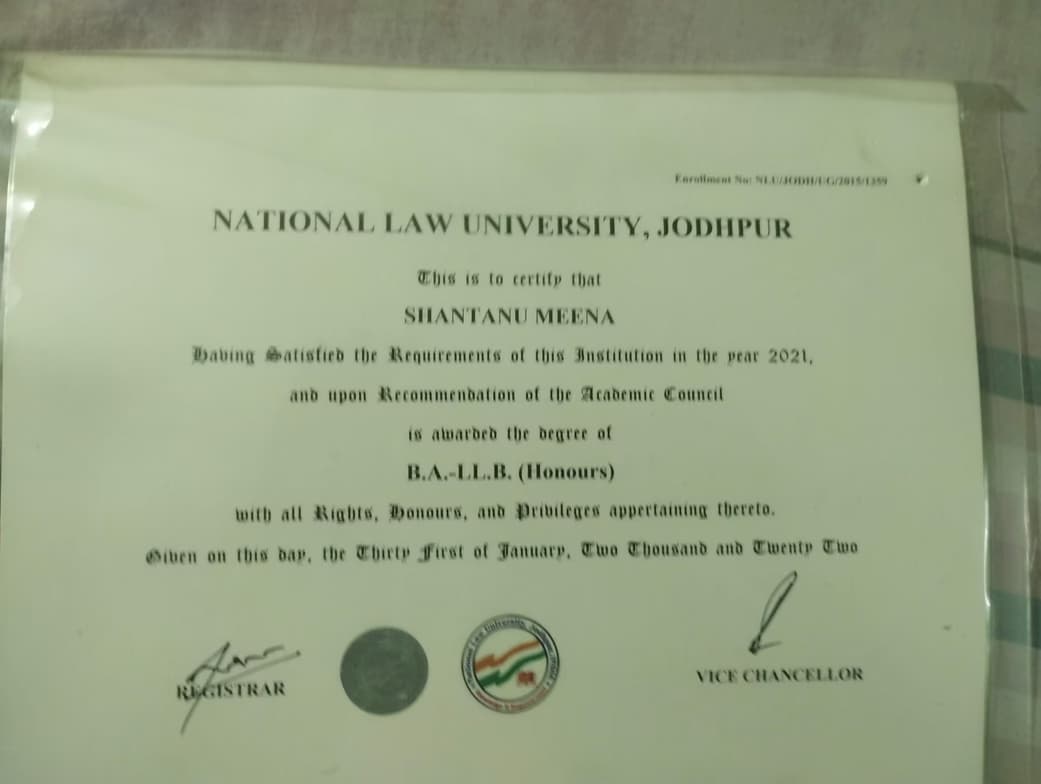 Verified degree or teaching certification of Shantanu