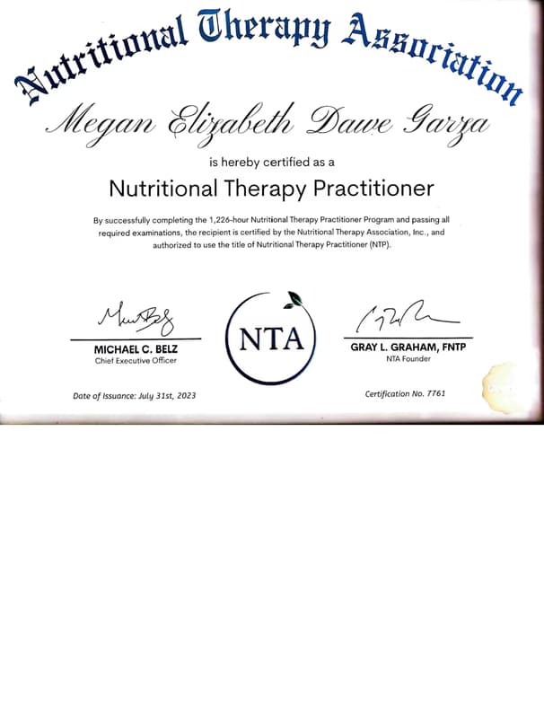 Verified degree or teaching certification of Megan