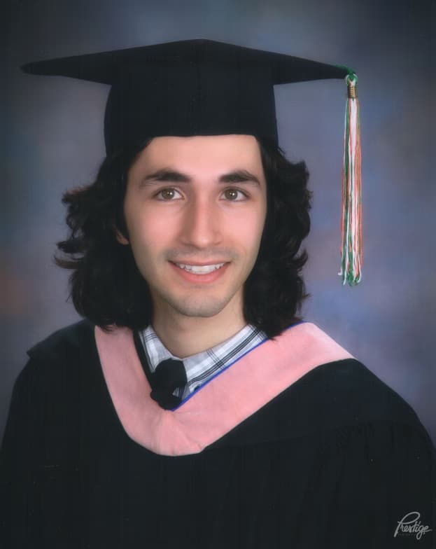 Graduation ceremony photo of Sam
